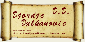 Đorđe Dulkanović vizit kartica